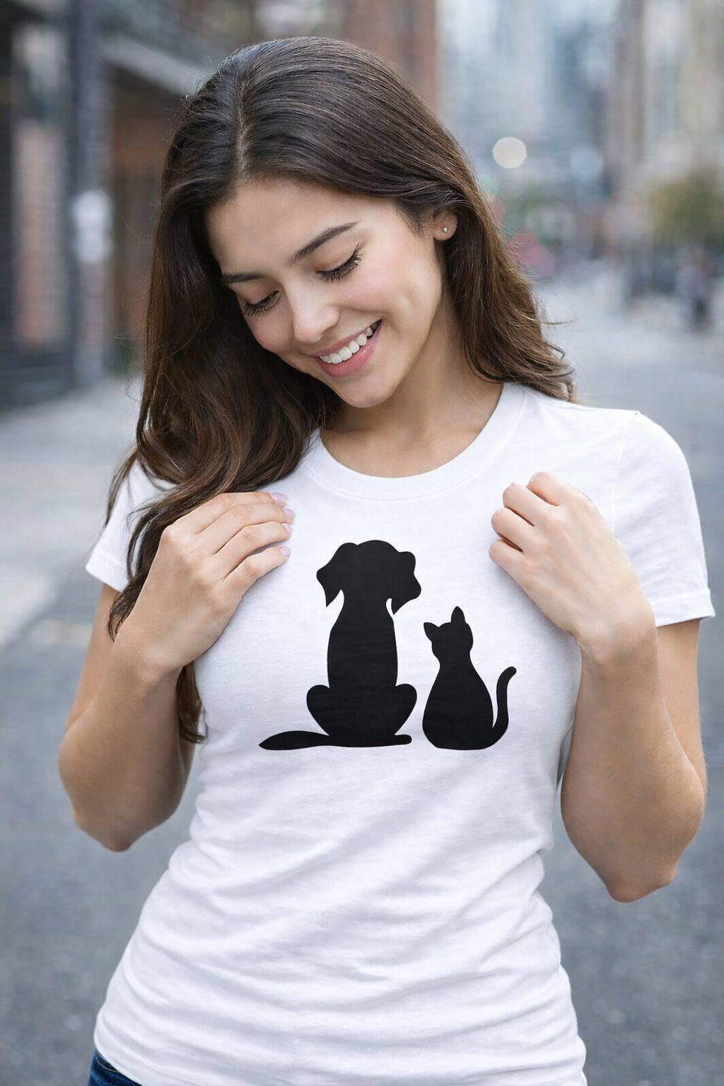 POLO MUJER PERRO Y GATO - 1