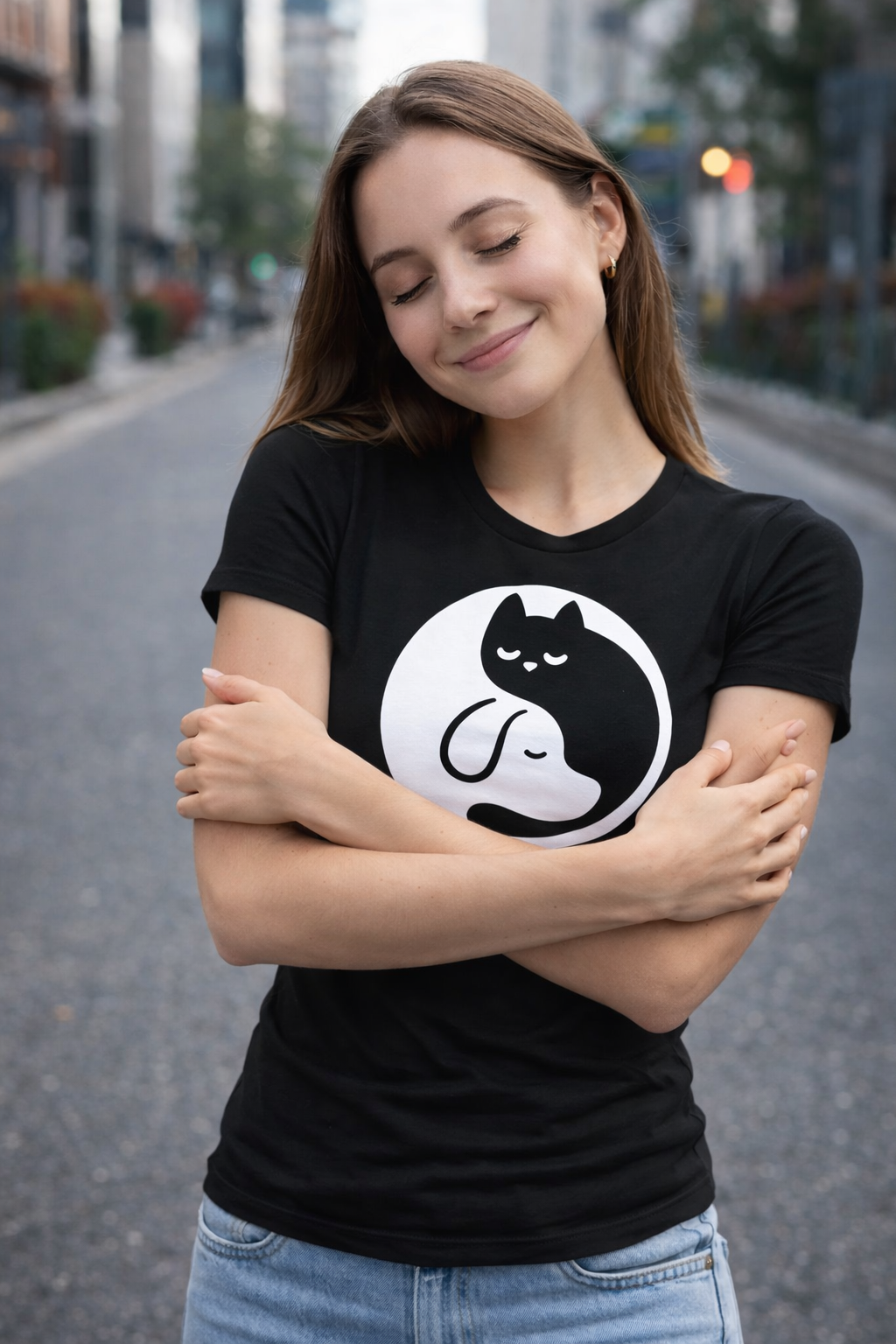 POLO MUJER GATO Y PERRO - 1