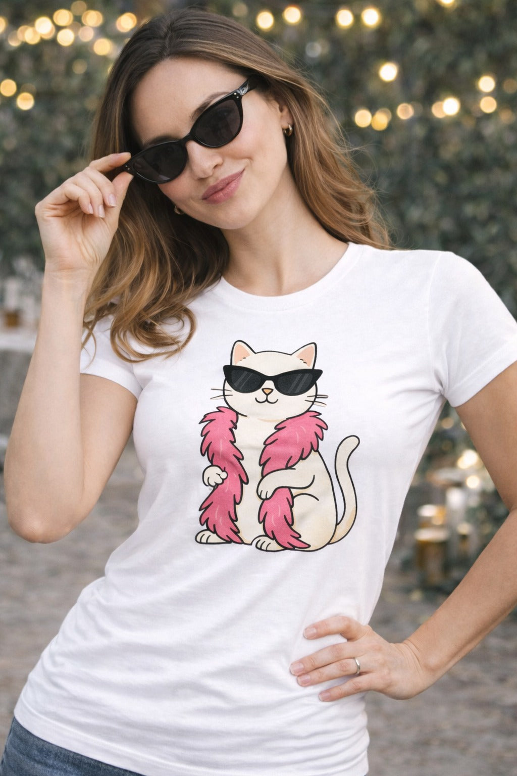POLO MUJER GATO CON BUFANDA ROSA - 1