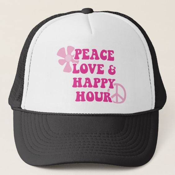 GORRA PEACE LOVE AND HAPPY HOUR NEGRO - 1