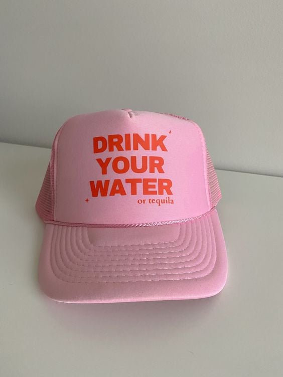 GORRA DRINK YOUR WATER OR TEQUILA ROSADO - 1