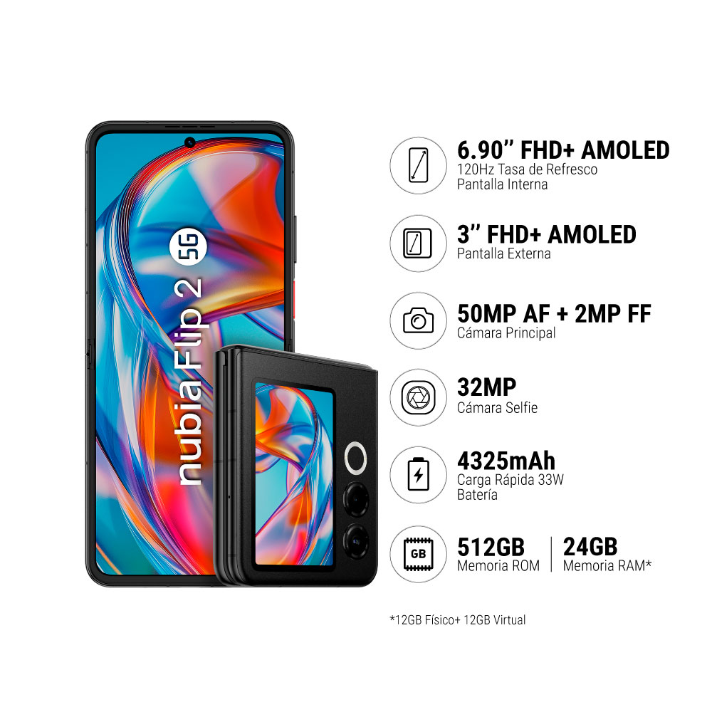 SMARTPHONE ZTE NUBIA FLIP 2 512GB+12GB 5G - 1