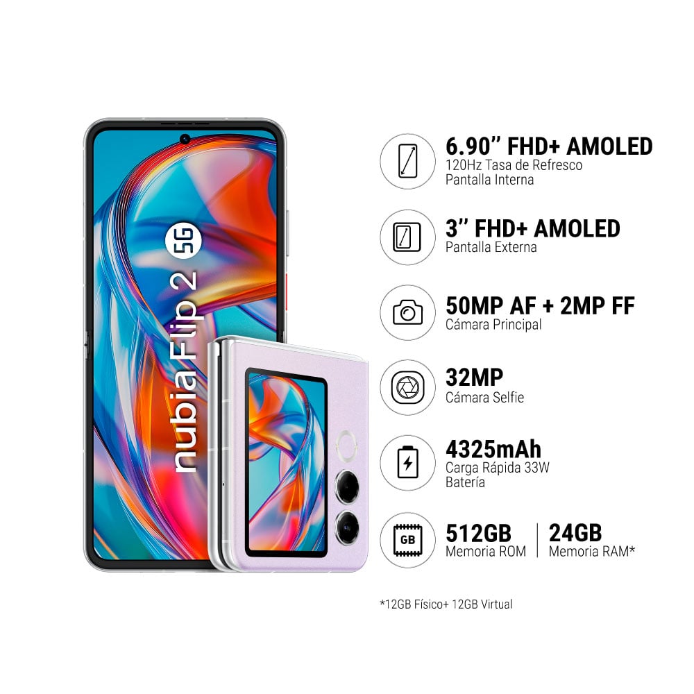 SMARTPHONE ZTE NUBIA FLIP 2 512GB+12GB 5G - 1
