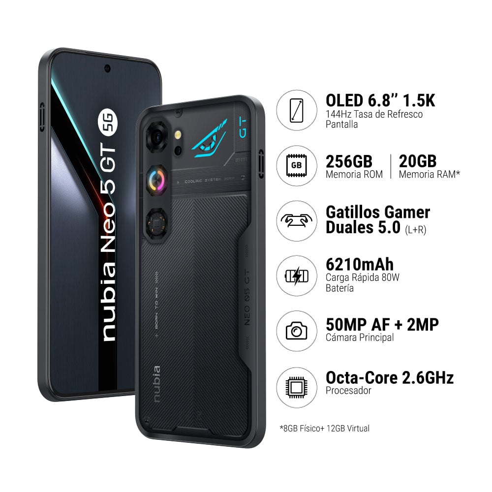 SMARTPHONE ZTE NUBIA NEO 5 GT (8+12)GB+256GB 5G - 1