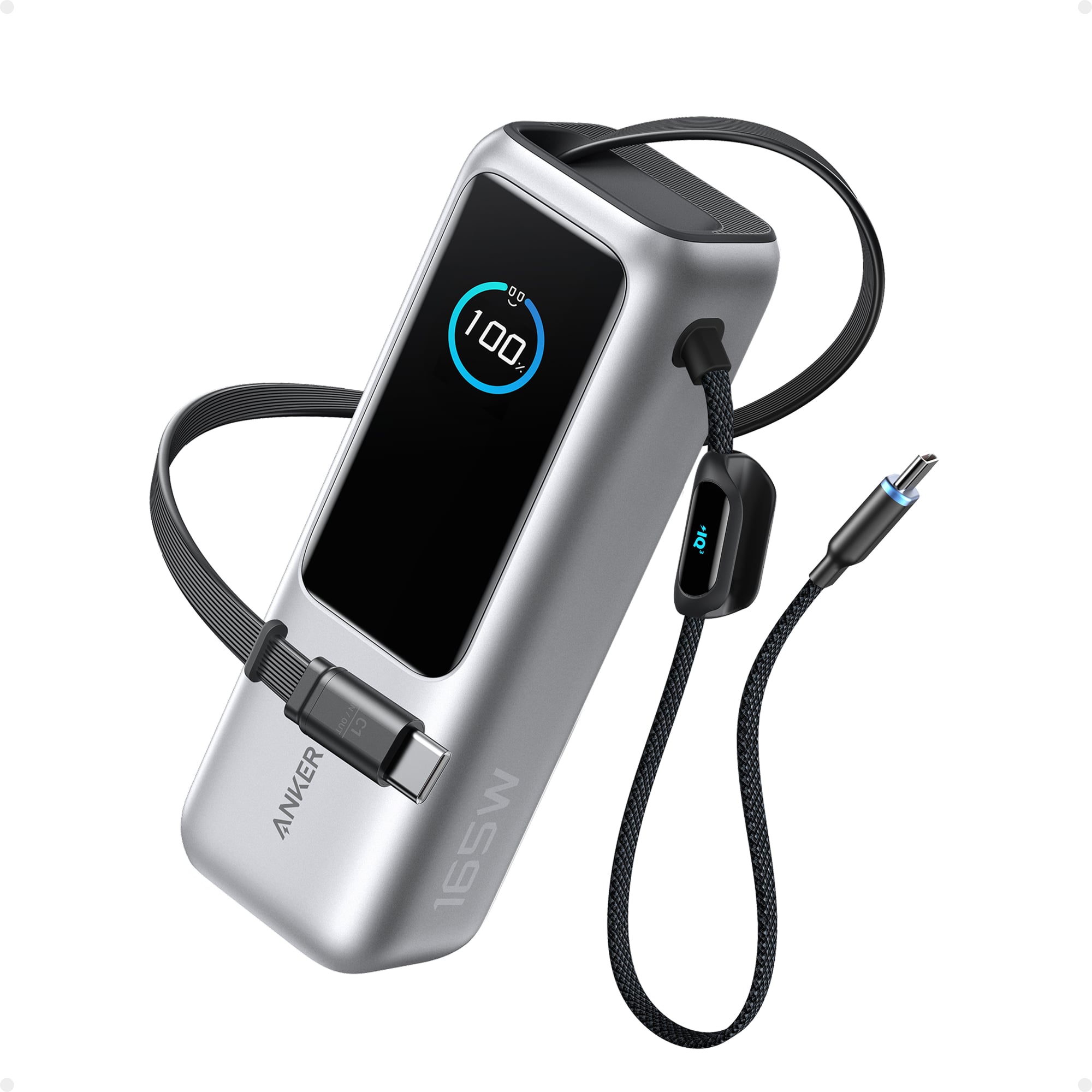 ANKER POWER BANK (25K, 165W, BUILT-IN USB-C AND RETRACTABLE CABLE) (H)OFFLINE - UN (EXCLUDED CN, EUROPE) SILVER 1 - 2