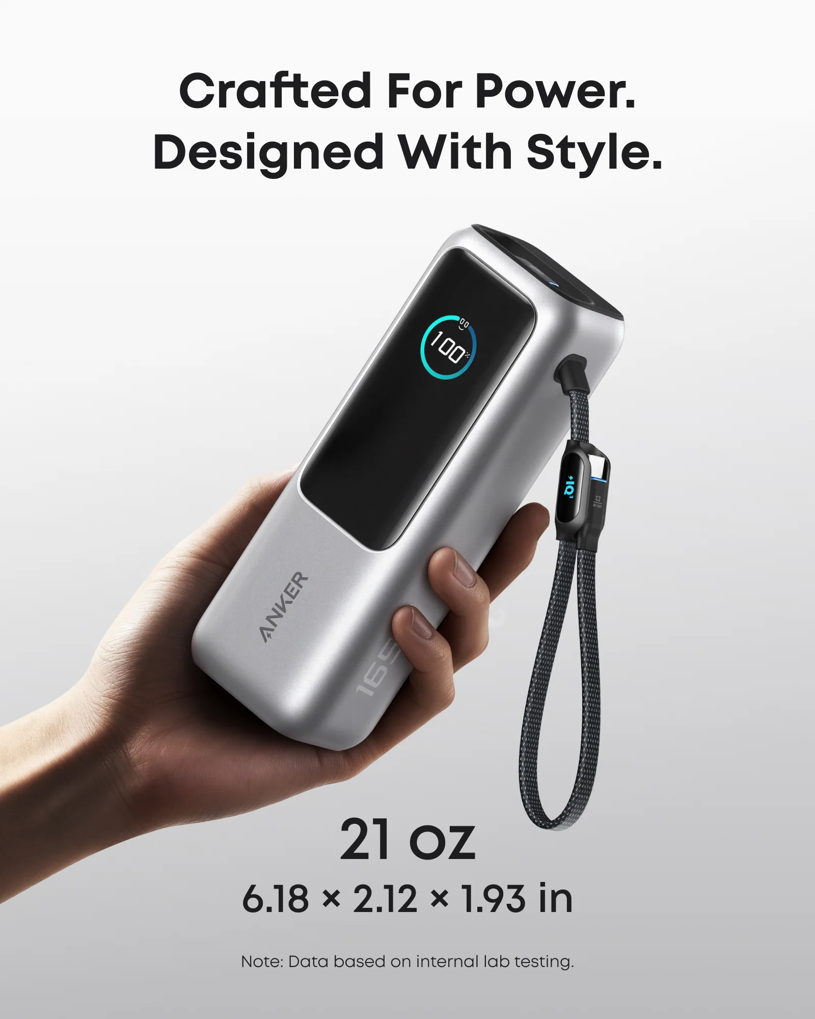 ANKER POWER BANK 25,000MAH 165W CON CABLE USB-C RETRÁCTIL - 8