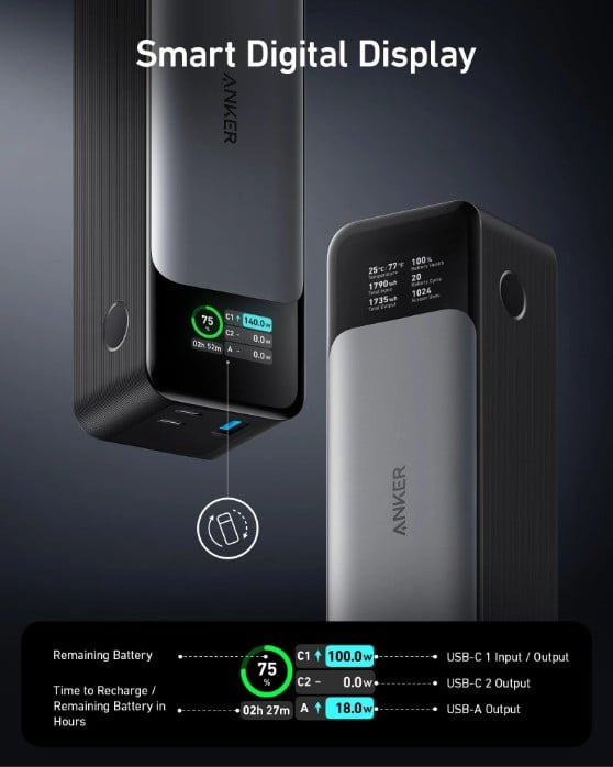 ANKER 737 POWER BANK GEN 2 (0)ONLINE - UN BLACK 1 - 3