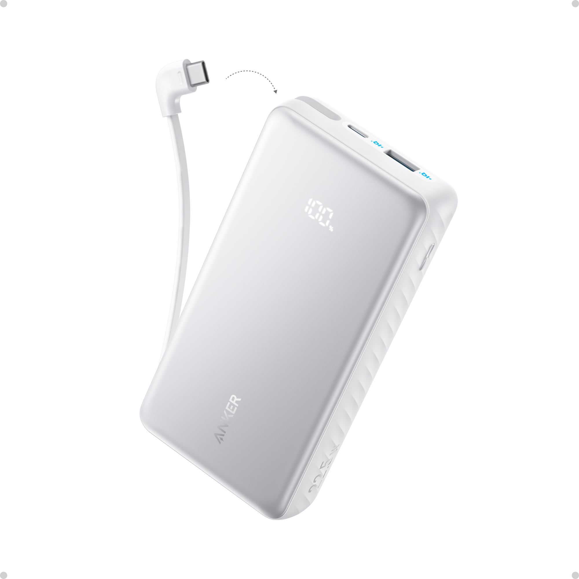 ANKER ZOLO POWER BANK (20K, 22.5W, BUILT-IN USB-C CABLE) (H)OFFLINE - UN (EXCLUDED CN, EUROPE) WHITE 1 - 1