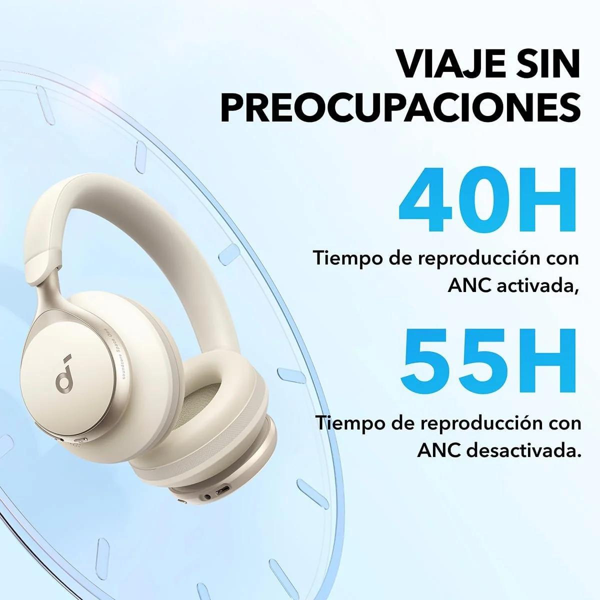 AUDÍFONOS ANKER SOUNDCORE SPACE ONE BLUETOOTH WHITE - 5