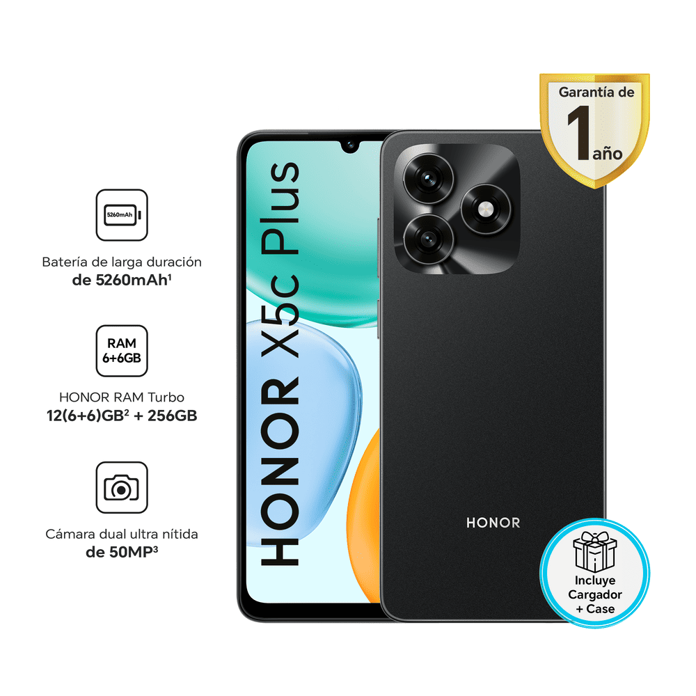 CELULAR HONOR X5C PLUS 4GB + 256GB (NLA-LX3) - NEGRO - 1