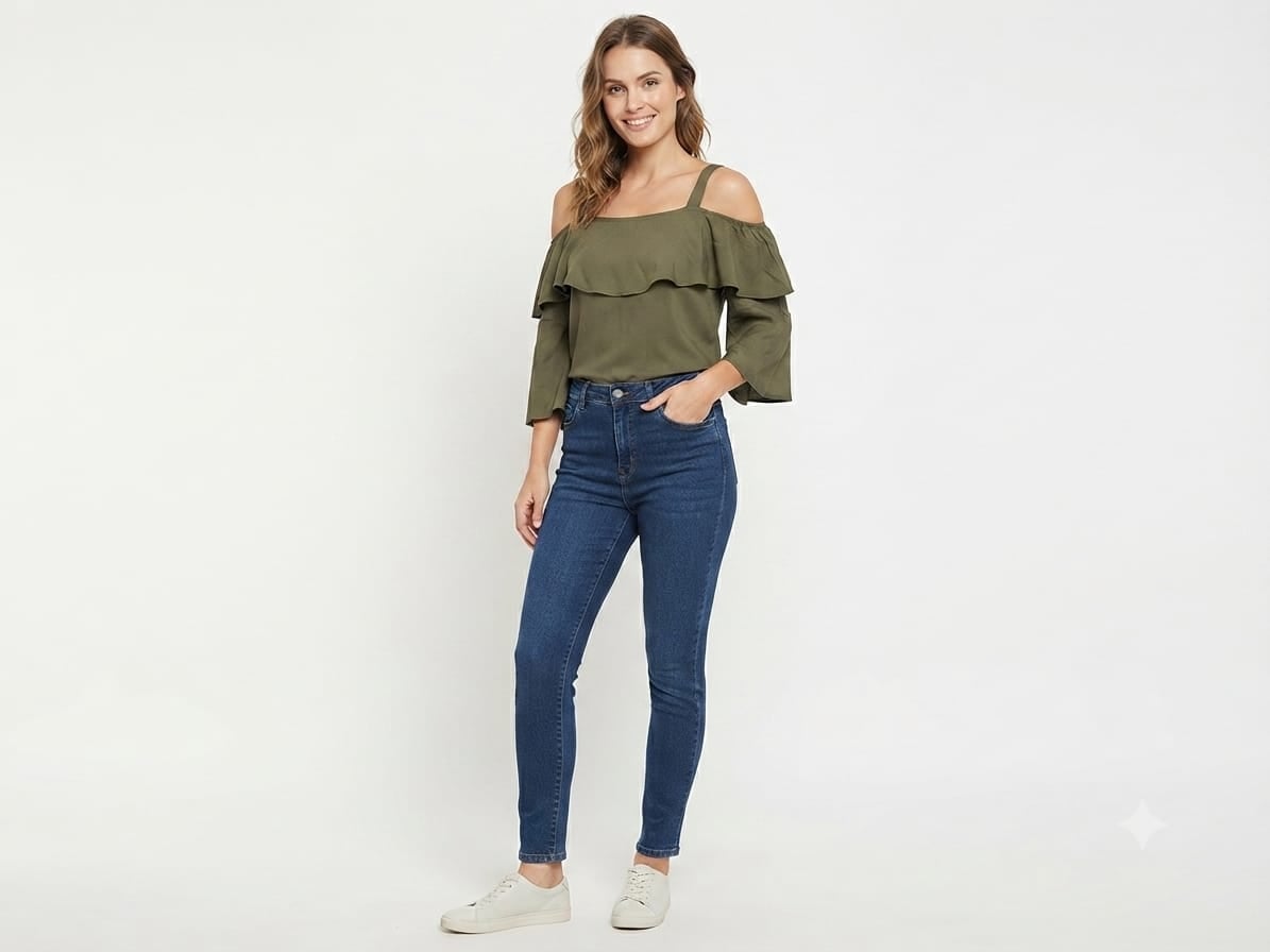 BLUSA ALGODÓN MUJER NATHALIE LOVE IT VERDE NIAGARA DISEÑO RUMBERA - 1