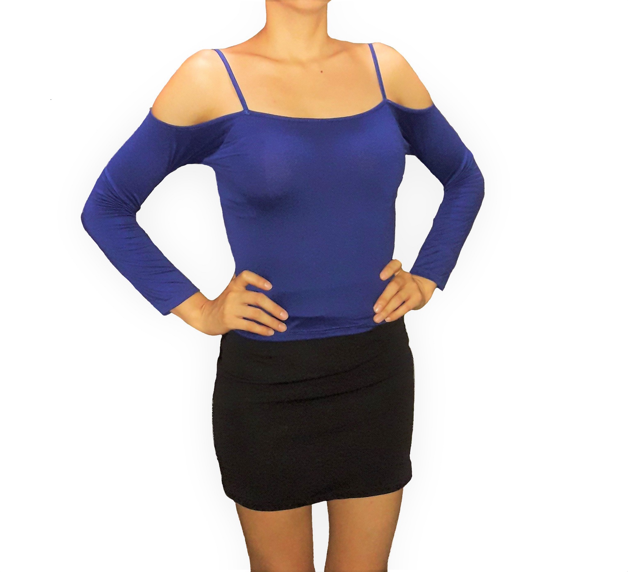 BLUSA ALGODÓN MUJER NATHALIE LOVE IT AZUL SIN HOMBROS - 1