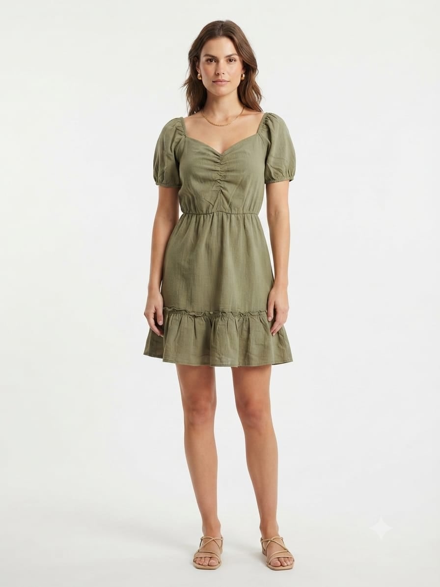 VESTIDO CEÑIDO MUJER NATHALIE LOVE IT VERDE ZULEMA - 1