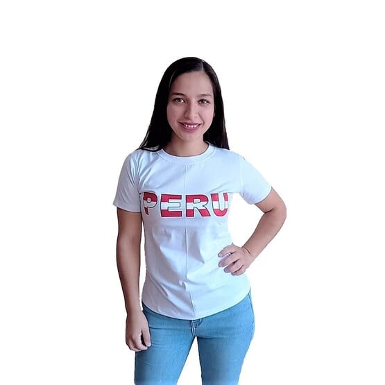 POLO MUJER NATHALIE LOVE IT PERÚ ROJO Y BLANCO - 1