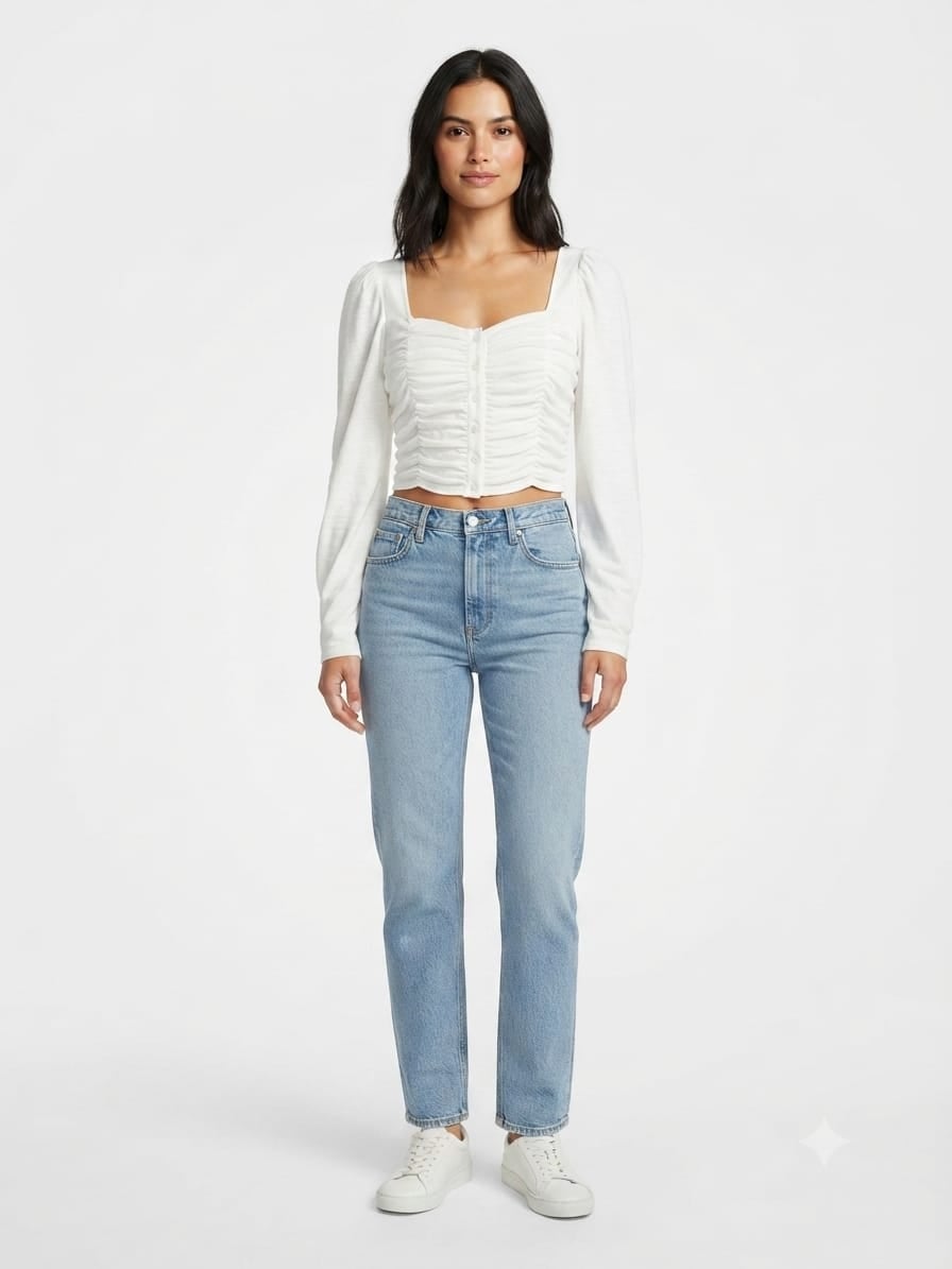 BLUSA MANGA LARGA LINO MUJER NATHALIE LOVE IT BLANCO ABULLONADAS SARA - 1