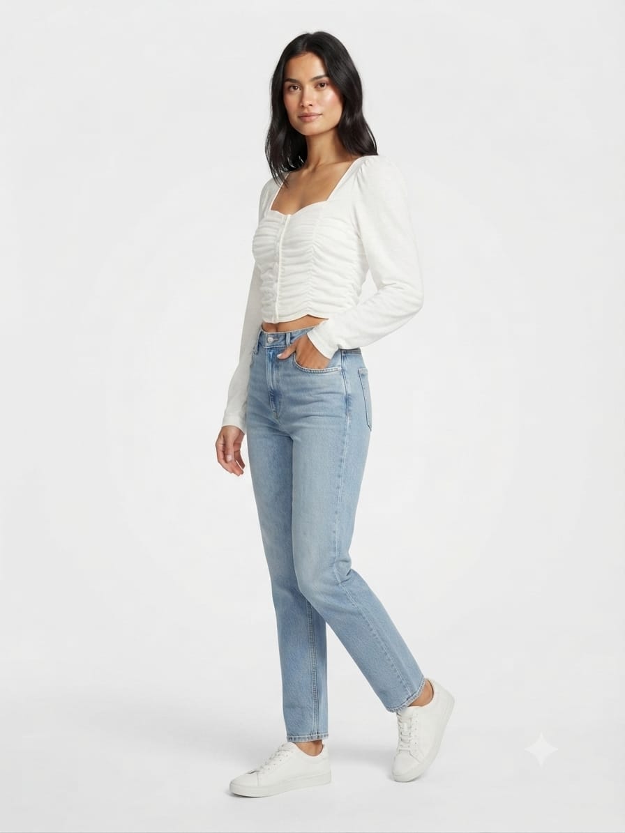 BLUSA MANGA LARGA LINO MUJER NATHALIE LOVE IT BLANCO ABULLONADAS SARA - 2