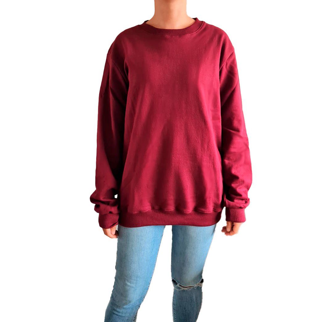 POLERA MANGA LARGA FRANELA MUJER NATHALIE LOVE IT GUINDA DISEÑO BÁSICO - 1