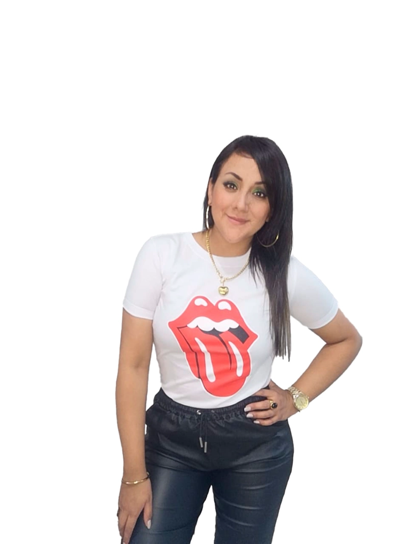 POLO ALGODÓN MUJER NATHALIE LOVE IT BLANCO LENGUA ROLLING STONES - 2