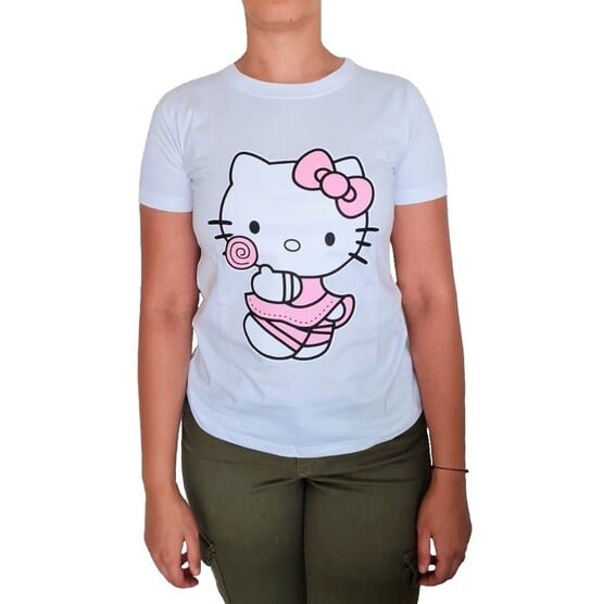 POLO ALGODÓN MUJER NATHALIE LOVE IT BLANCO DISEÑO HELLO KITTY - 1