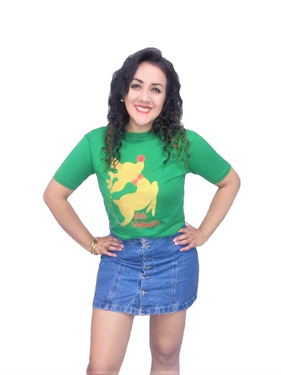 POLO MANGA CORTA ALGODÓN MUJER NATHALIE LOVE IT VERDE NAVIDAD RENO - 1