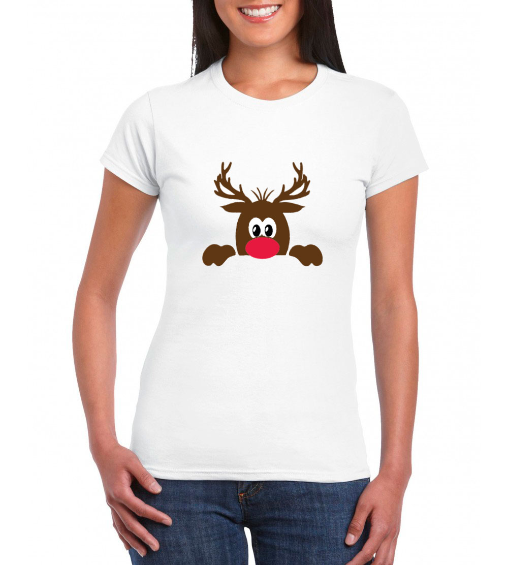 POLO MANGA CORTA ALGODÓN MUJER NATHALIE LOVE IT BLANCO NAVIDAD RENO - 1