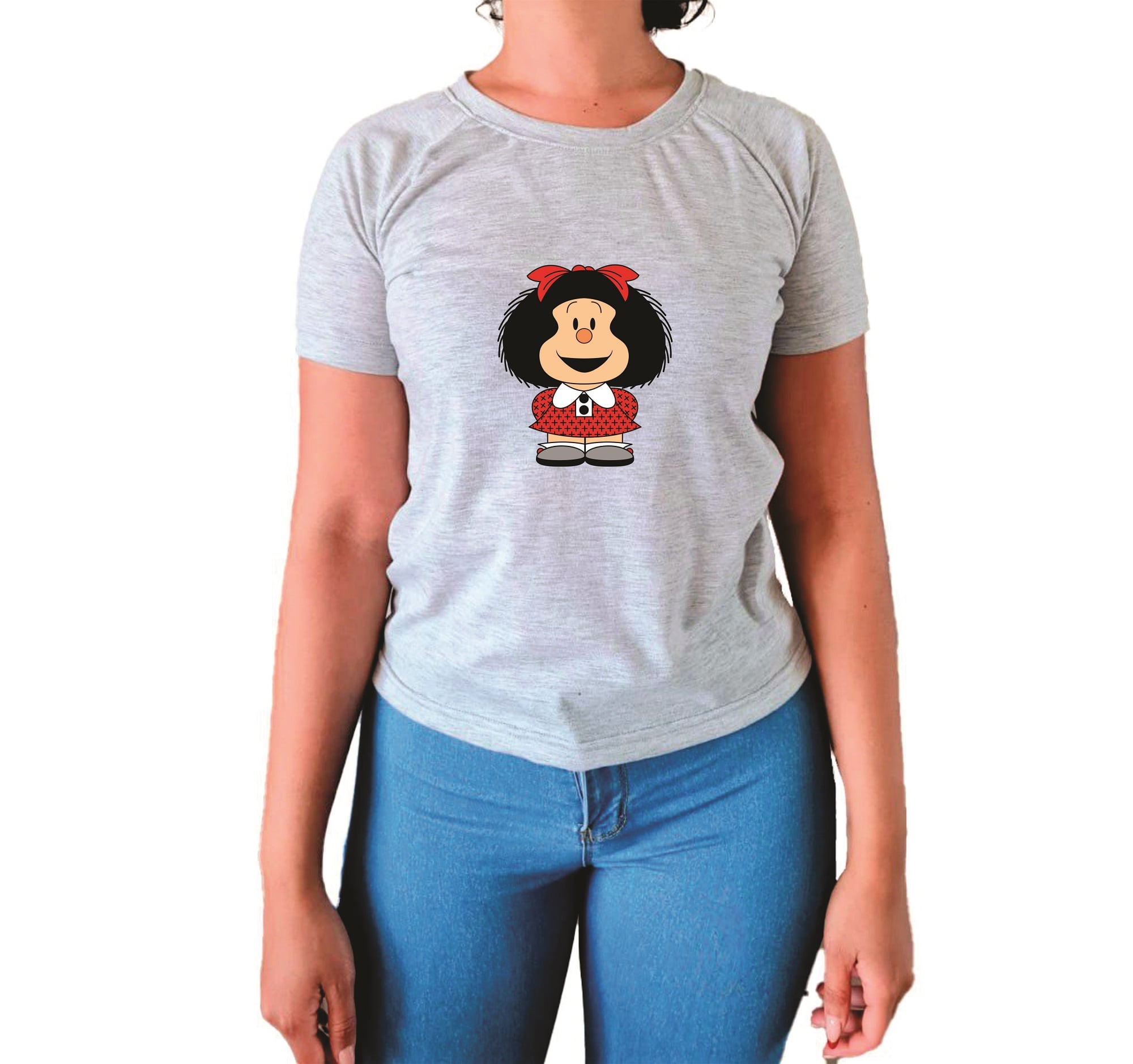 POLO MANGA CORTA ALGODÓN MUJER NATHALIE LOVE IT GRIS CLARO MAFALDA - 1