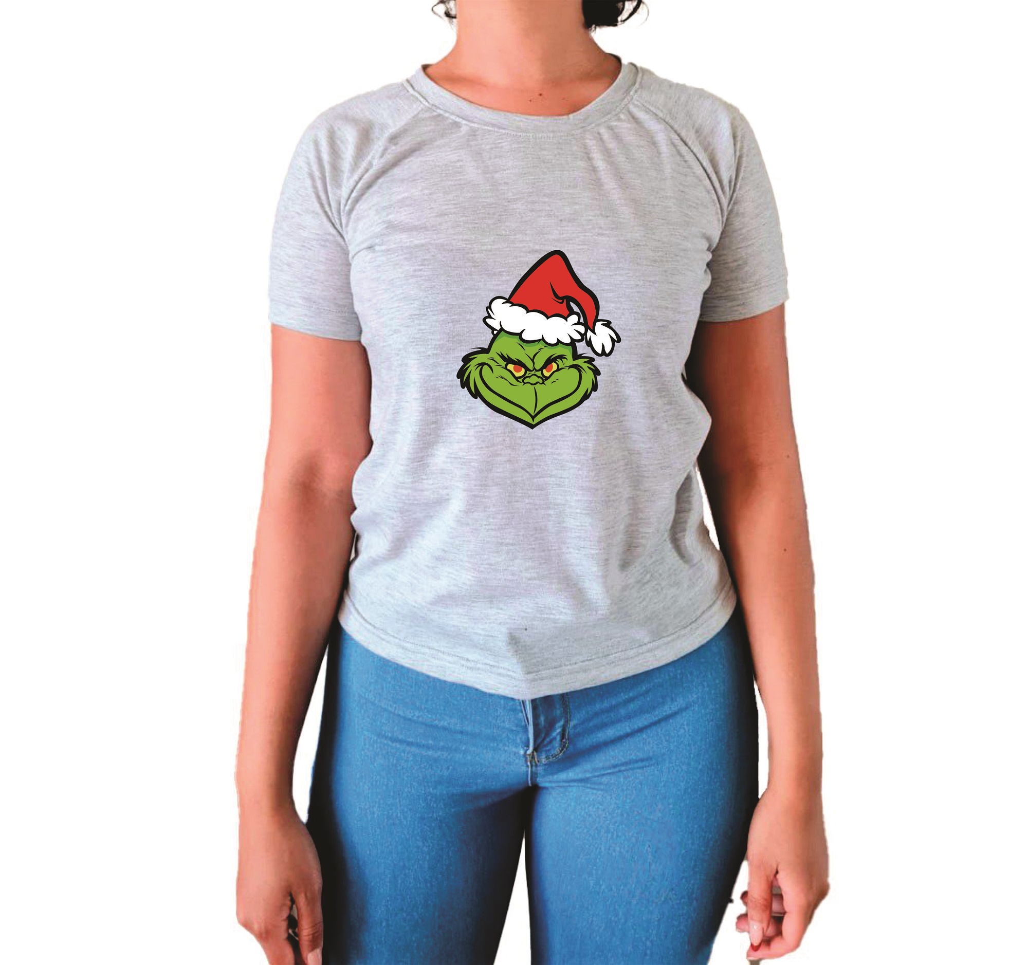 POLO MANGA CORTA ALGODÓN MUJER NATHALIE LOVE IT GRIS CLARO GRINCH - 1