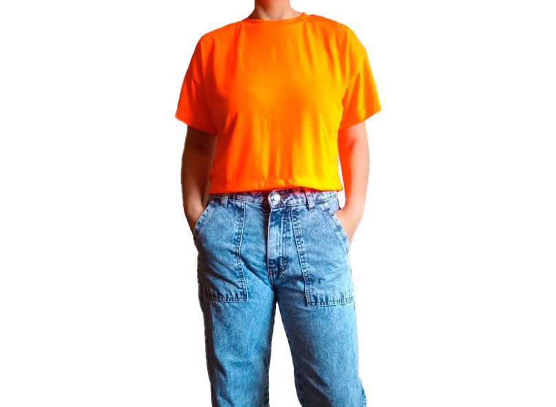 POLO MANGA CORTA ALGODÓN MUJER NATHALIE LOVE IT NARANJA CROP TOP NEÓN - 1