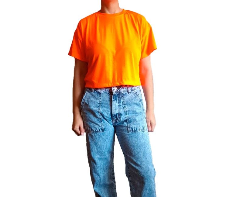POLO MANGA CORTA ALGODÓN MUJER NATHALIE LOVE IT NARANJA CROP TOP NEÓN - 2