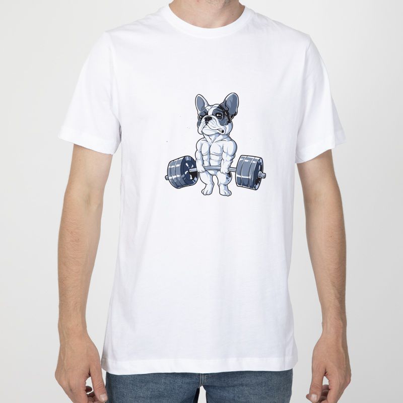 POLO MANGA CORTA ALGODÓN HOMBRE NATHALIE LOVE IT BLANCO DISEÑO BULDOG GYM - 1