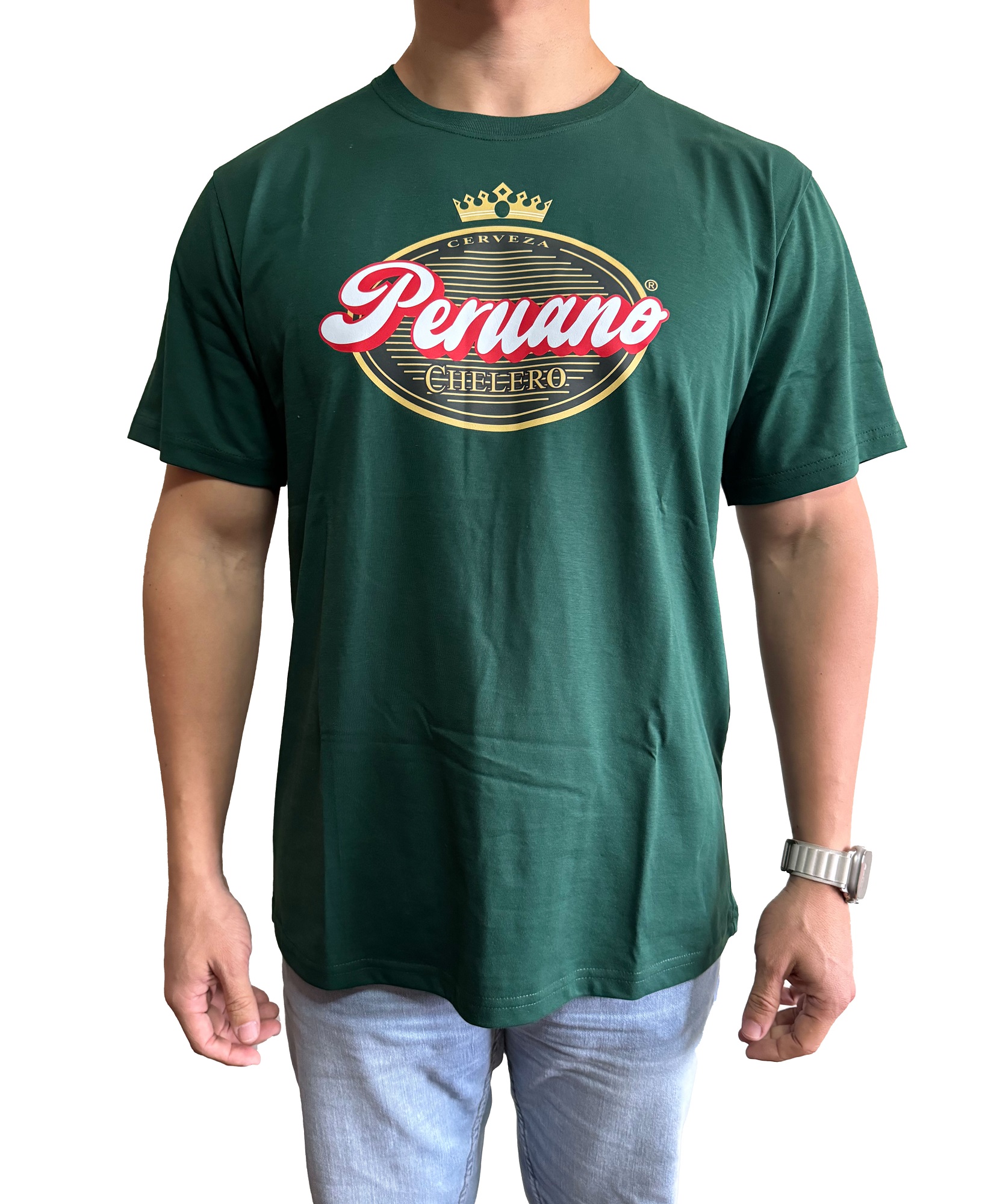 POLO MANGA CORTA ALGODÓN HOMBRE NATHALIE LOVE IT VERDE DISEÑO PERUANO CHELERO - 1