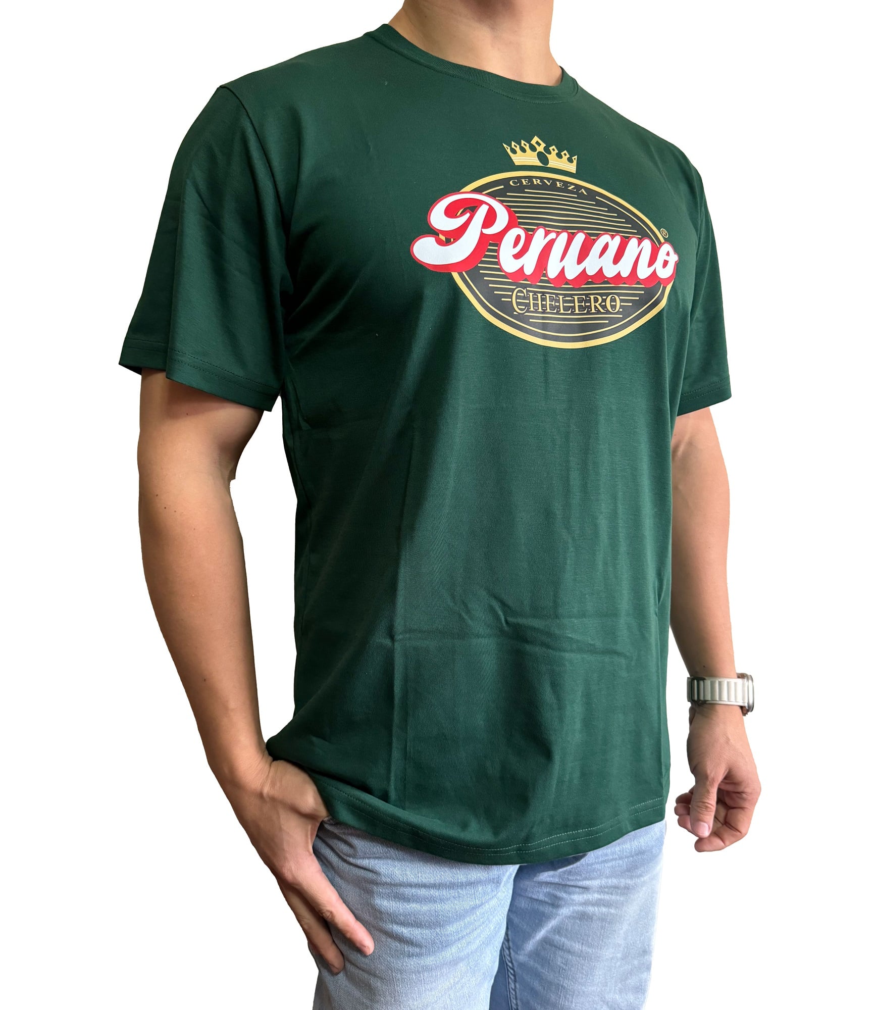 POLO MANGA CORTA ALGODÓN HOMBRE NATHALIE LOVE IT VERDE DISEÑO PERUANO CHELERO - 2