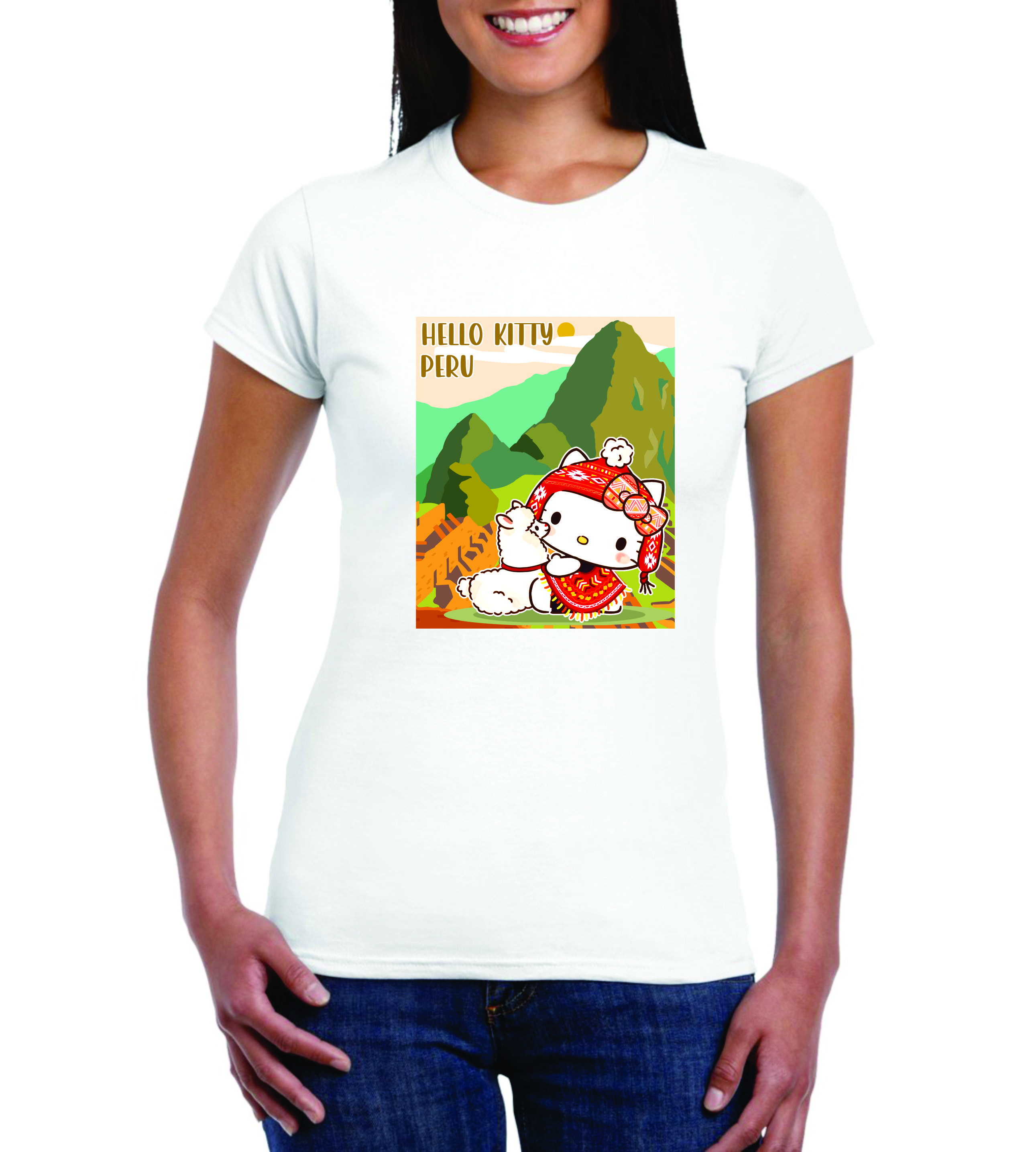 POLO MUJER DISEÑO KITTY MACHU PICCHU - 1
