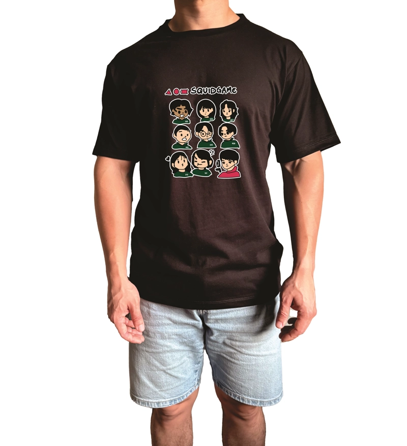 POLO HOMBRE MANGA CORTA DISEÑO JUEGOS DEL CALAMAR - NEGRO - 1