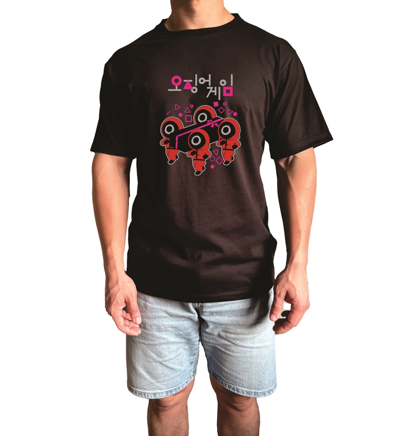 POLO HOMBRE MANGA CORTA DISEÑO JUEGOS DEL CALAMAR - NEGRO - 1