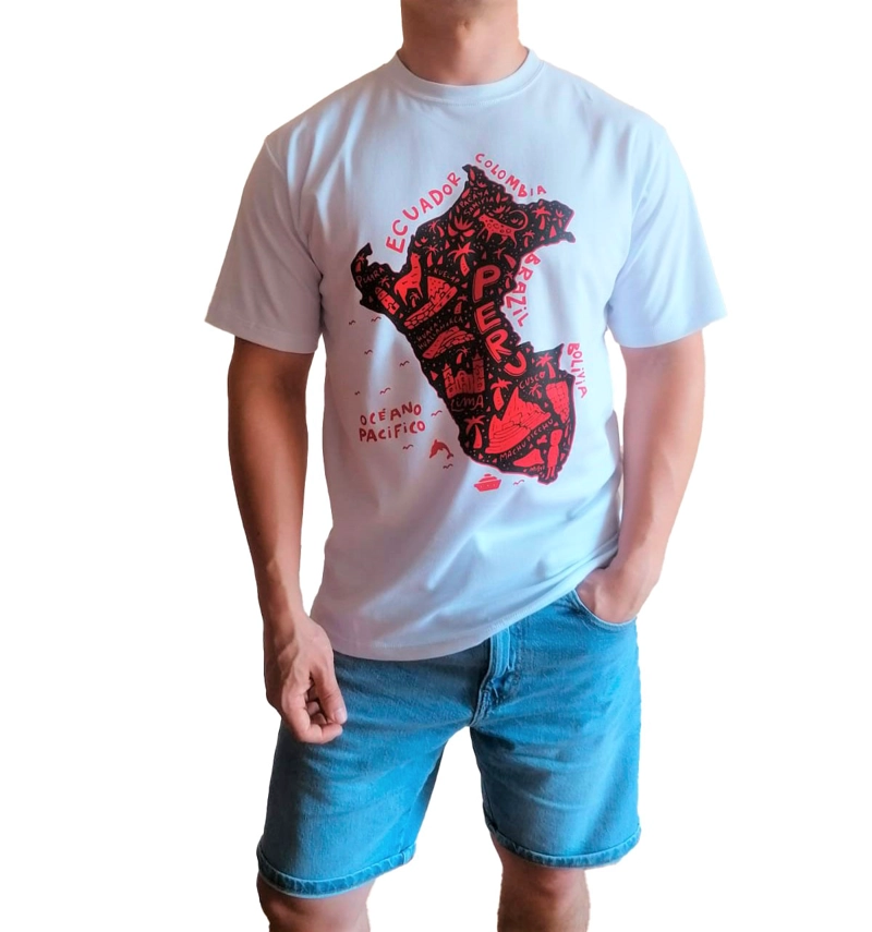 POLO HOMBRE MANGA CORTA DISEÑO PERÚ - BLANCO - 1
