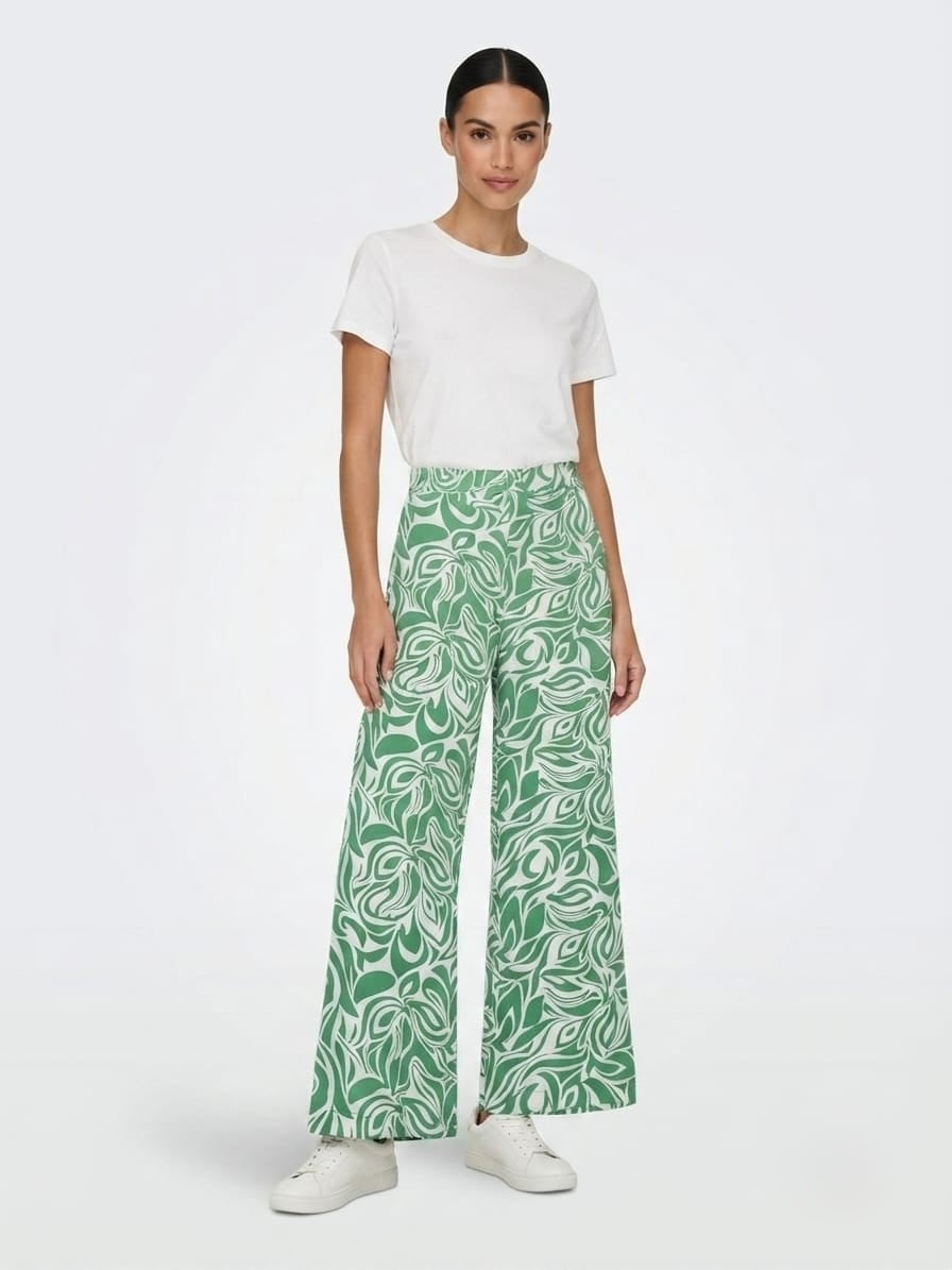 PANTALÓN PALAZO ESTAMPADO - NATHALIE LOVE IT - VERDE / VERDE - 1