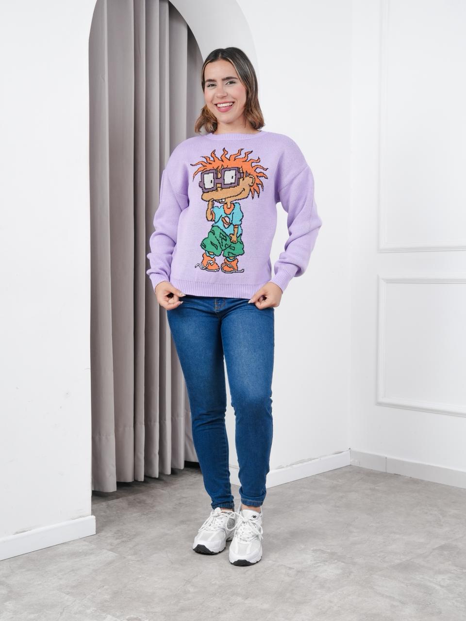 CHOMPA MUJER DISEÑO CARLITOS  - NATHALIE LOVE IT - LILA CLARO / TALLA ÚNICA - 2