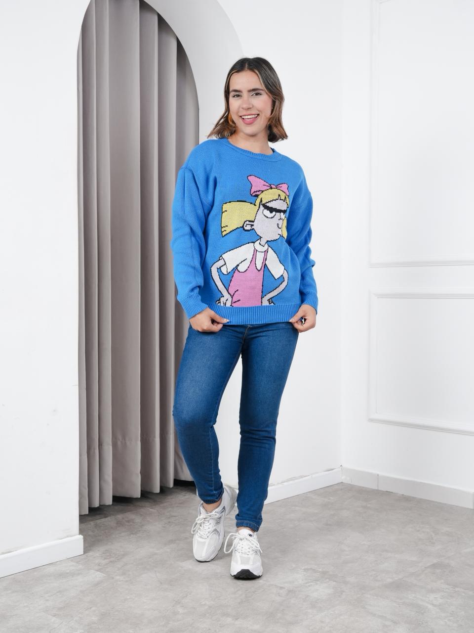 CHOMPA MUJER DISEÑO HELGA  - NATHALIE LOVE IT  / AZUL FRANCIA / TALLA ÚNICA - 2