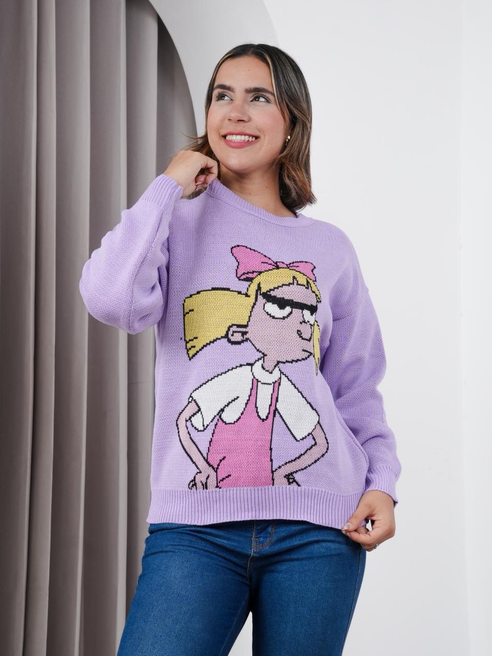 CHOMPA MUJER DISEÑO HELGA  - NATHALIE LOVE IT  / LILA CLARO / TALLA ÚNICA - 1