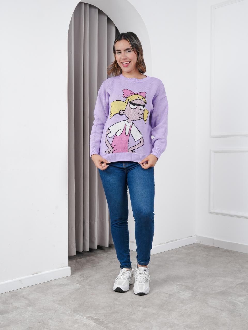 CHOMPA MUJER DISEÑO HELGA  - NATHALIE LOVE IT  / LILA CLARO / TALLA ÚNICA - 2