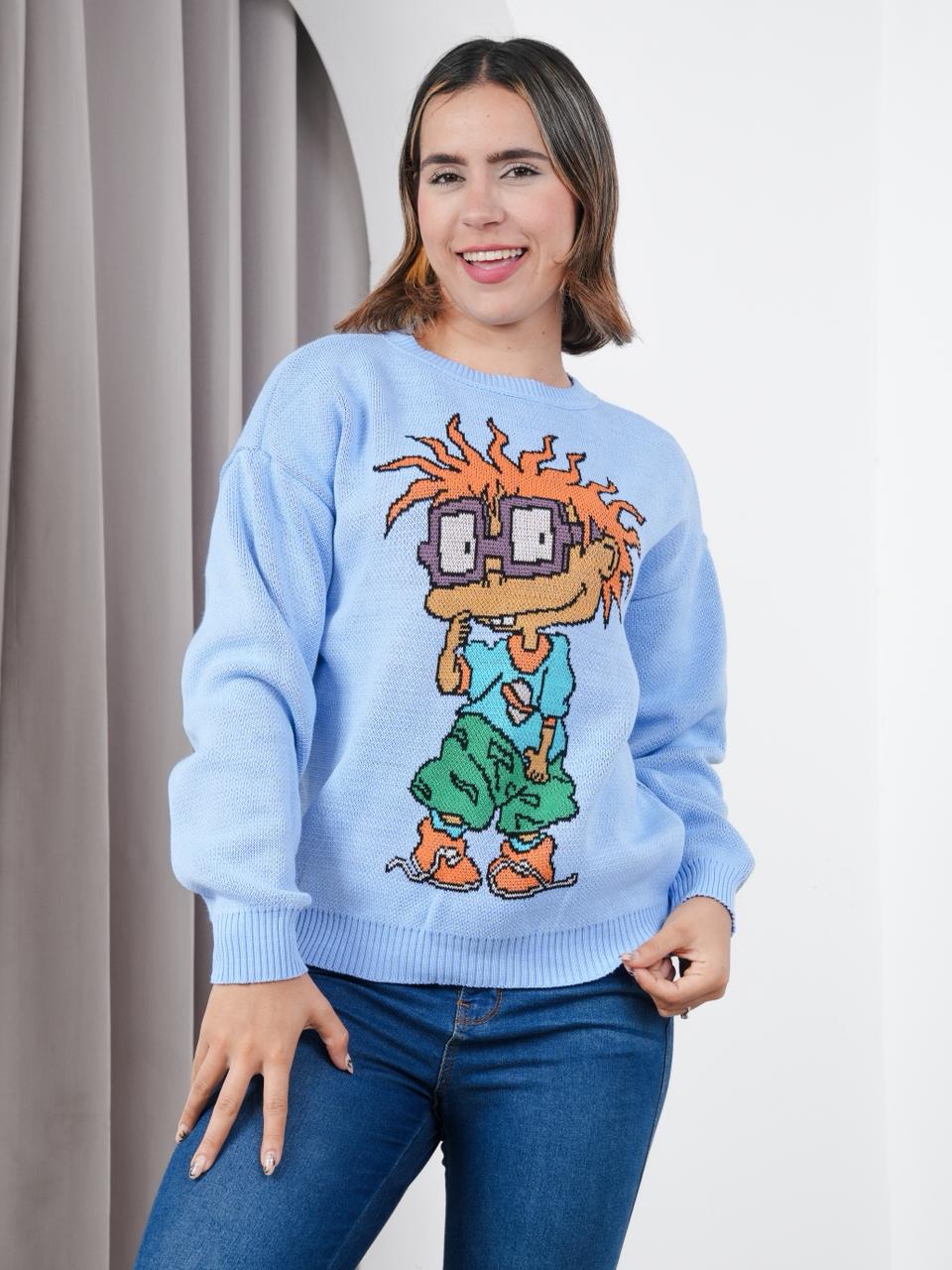 CHOMPA MUJER DISEÑO CARLITOS  - NATHALIE LOVE IT - CELESTE CLARO / TALLA ÚNICA - 1