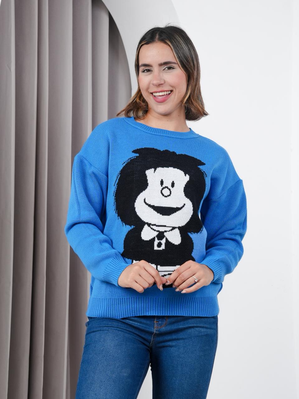 CHOMPA MUJER DISEÑO MAFALDA - NATHALIE LOVE IT - AZUL / TALLA ÚNICA - 1