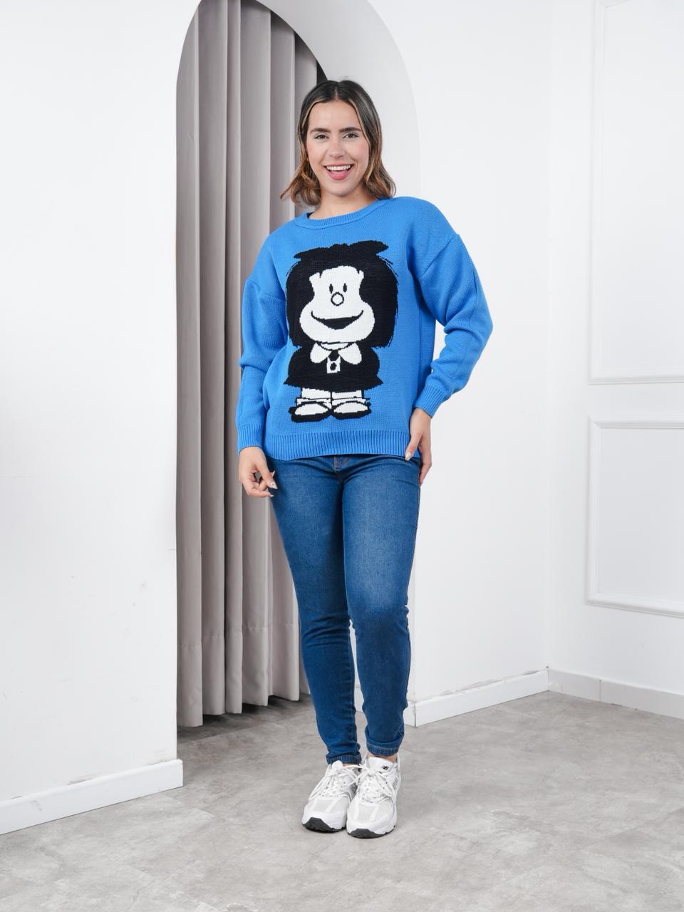 CHOMPA MUJER DISEÑO MAFALDA - NATHALIE LOVE IT - AZUL / TALLA ÚNICA - 2