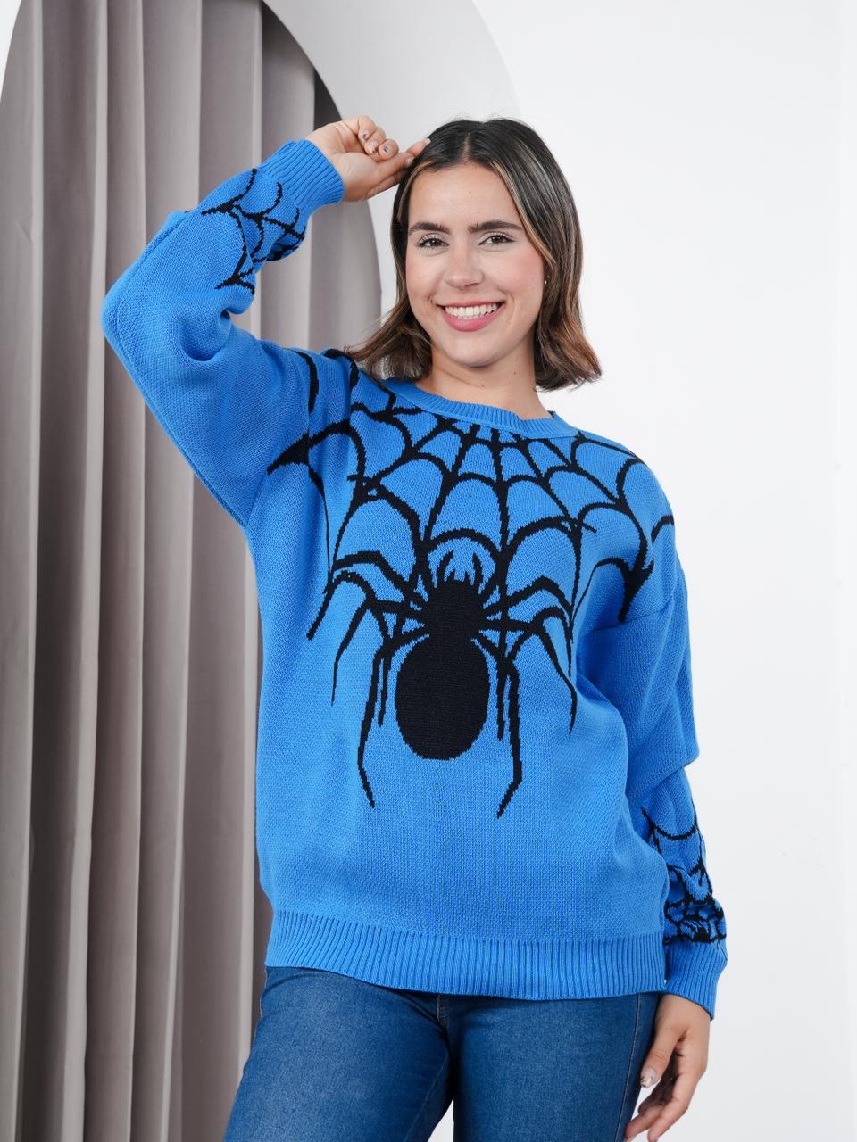 CHOMPA MUJER DISEÑO ARAÑA - NATHALIE LOVE IT / AZUL FRANCIA / TALLA ÚNICA - 1