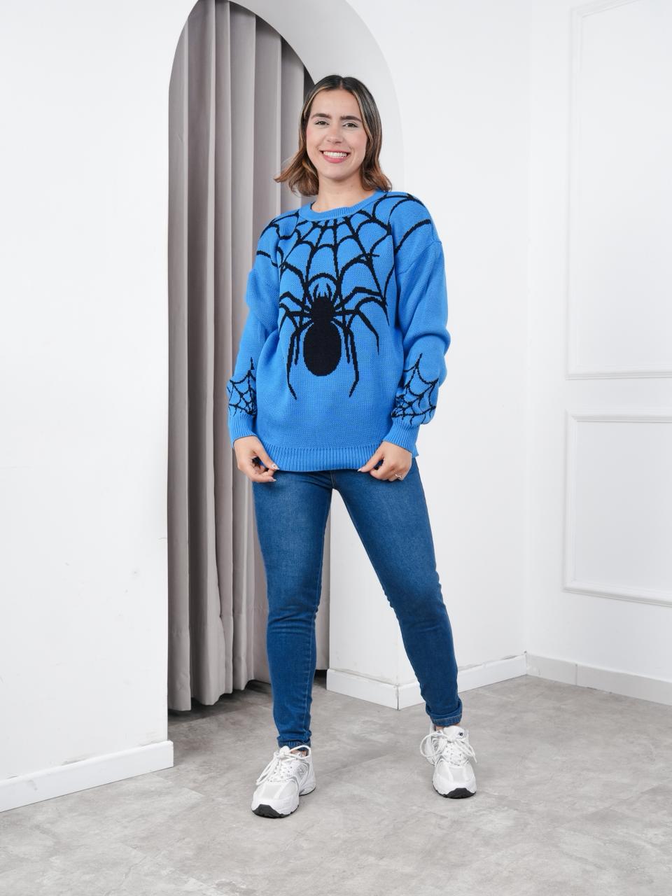 CHOMPA MUJER DISEÑO ARAÑA - NATHALIE LOVE IT / AZUL FRANCIA / TALLA ÚNICA - 2