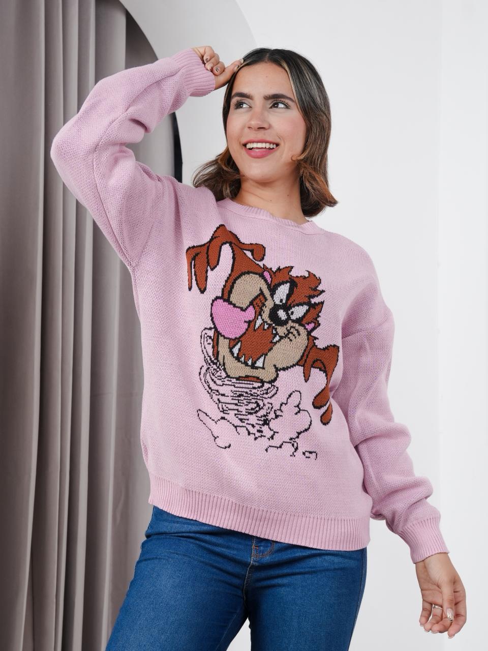 CHOMPA MUJER DISEÑO TAZ  - NATHALIE LOVE IT - ROSA / ROSA / TALLA ÚNICA - 1