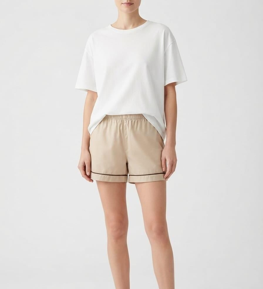 PIJAMA MUJER - POLO Y SHORT - BEIGE / ARENA / S - 1
