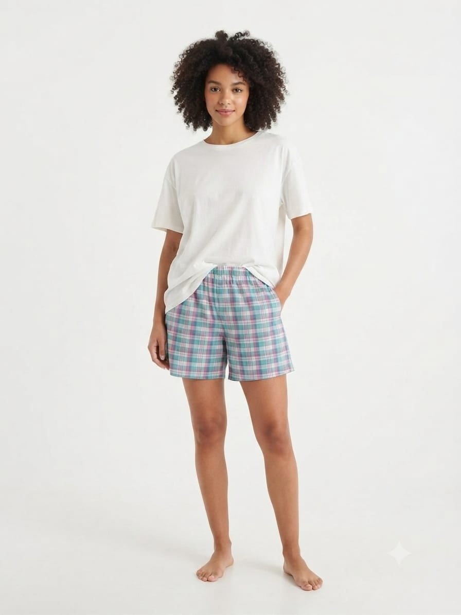 PIJAMA MUJER - POLO Y SHORT - CUADROS MULTICOLOR / MULTICOLOR / S - 1