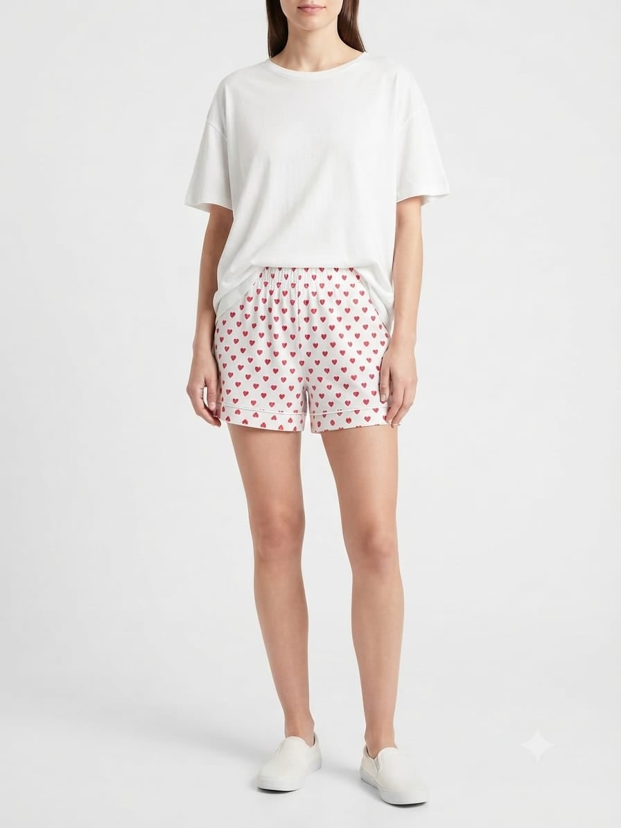 PIJAMA MUJER - POLO Y SHORT - MULTICOLOR CORAZONES / MULTICOLOR / S - 1